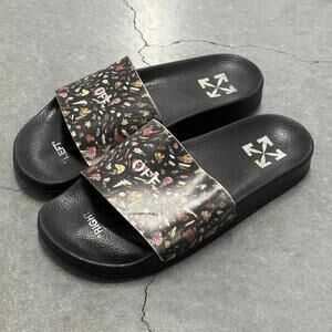 Off White Floral Pool Slides